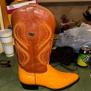 El General Orange and Brown Cowboy Boots